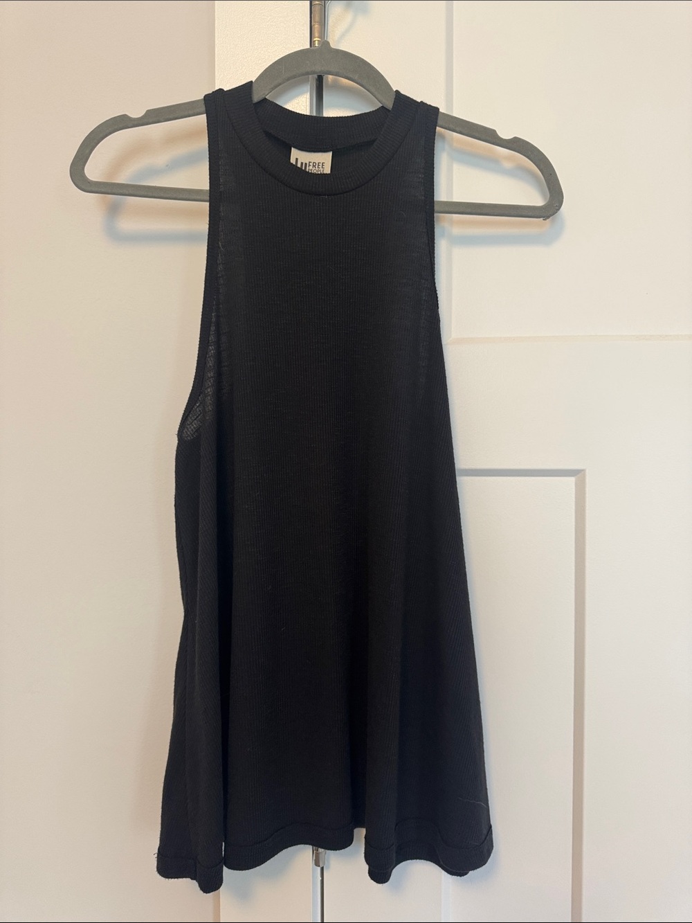 Free People Black Ribbed High-Neck Tank